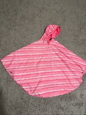 B. boutique Reversible Hooded Pink Striped Rain Poncho